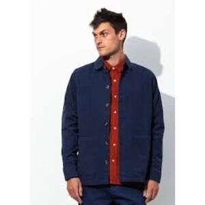 Banks Journal navy blue chore coat button down jacket men size XL dark academia